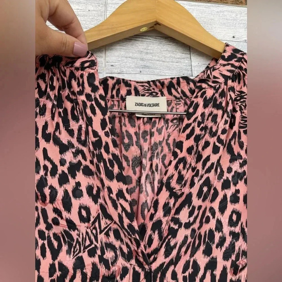 ZADIG&VOLTAIRE  Tink Squeleton Leopard Print Silk Blend Blouse - Rose medium - Picture 5 of 17